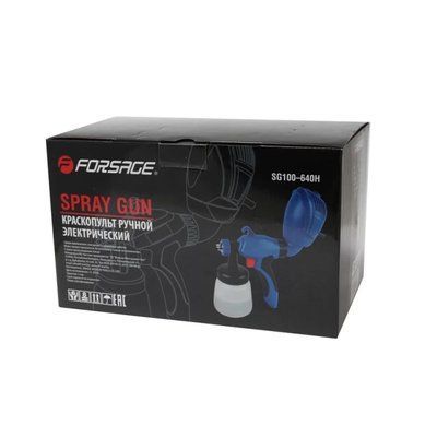 Краскопульт ручний електричний (220В, 350Вт, бачок 0.8л, сопло 2.0мм Forsage electro SG100-640H 11007(for) фото