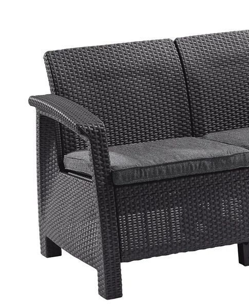 Диван пластиковый садовый Keter Corfu II Love seat, графит 8711245158730 8711245158730 фото