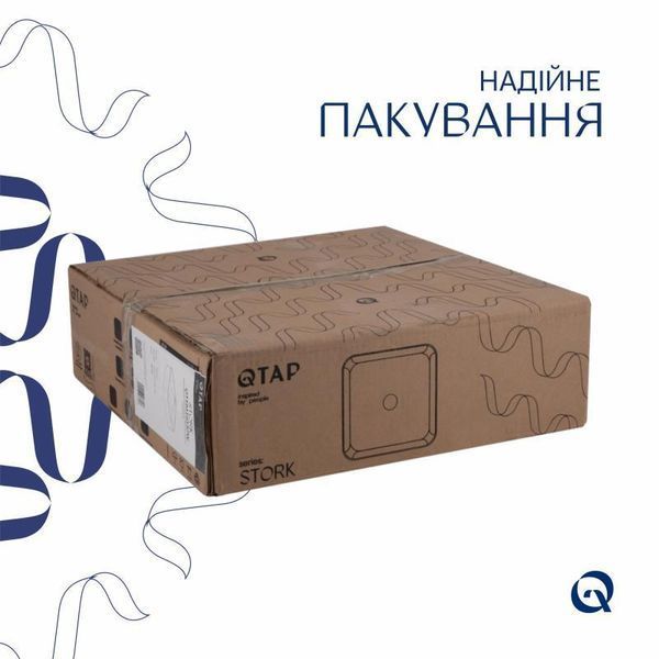 Комплект Qtap Stork: Раковина накладна квадратна 430x430x125 мм White + Донний клапан PU02 SD00053442 фото