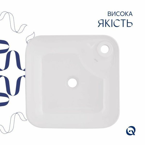Комплект Qtap Stork: Раковина накладна квадратна 430x430x125 мм White + Донний клапан PU02 SD00053442 фото