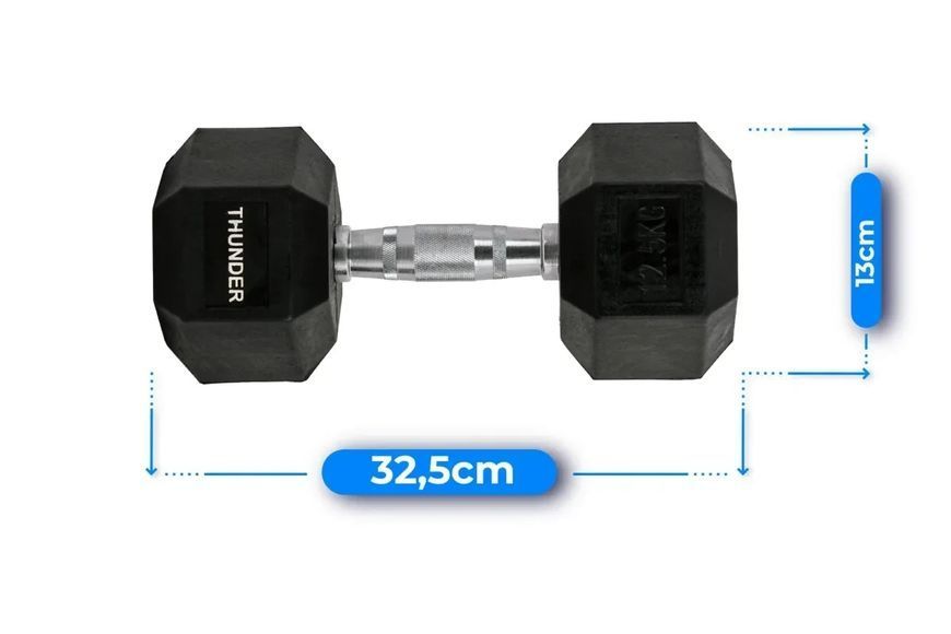 Гантель шестигранна 12,5 кг THUNDER HEXAGONAL-DUMBBELLS-12,5K HEXAGONAL-DUMBBELLS-12,5K фото