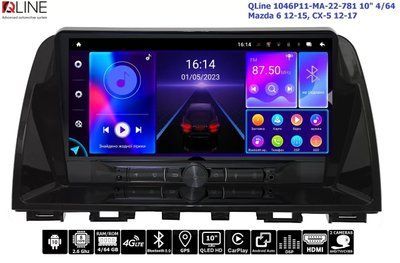Штатна магнітола QLine 1046Р11-MA-22-781 10" 4/64 Mazda 6 12-15, CX-5 12-17 34740-car фото