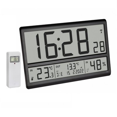 Годинник настінний цифровий TFA з термогігрометром і датчиком температури, 360x28x235 мм (60452301) (Бесплатний 60452301 фото