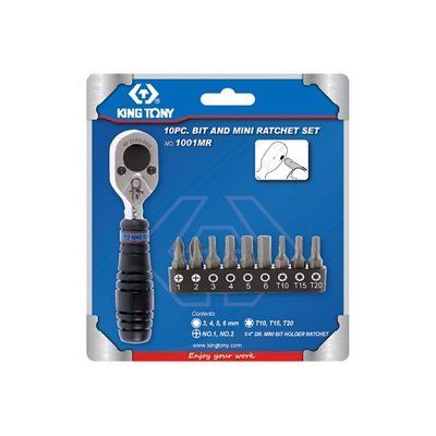 Набір вставок (біт) з тріскачкою 1/4", TORX, HEX, PH, 10 предметів KINGTONY 1001MR 1001MR фото