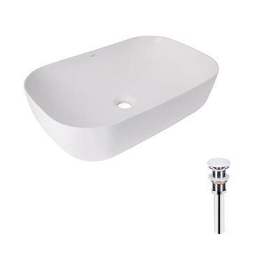 Комплект Qtap Robin: Раковина накладна прамокутна 600x390x150 мм White + Донний клапан PU02 SD00053421 фото