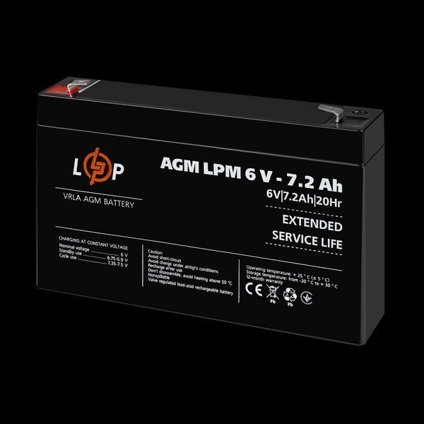Акумулятор AGM LPM 6V - 7.2 Ah 3859(log) фото