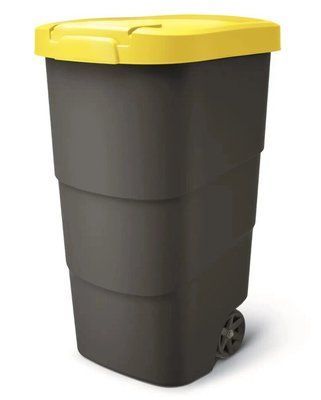 Бак для сміття Prosperplast Wheeler 110 л, антрацит, жовта кришка 5905197462899 фото