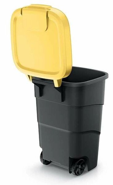 Бак для сміття Prosperplast Wheeler 110 л, антрацит, жовта кришка 5905197462899 фото