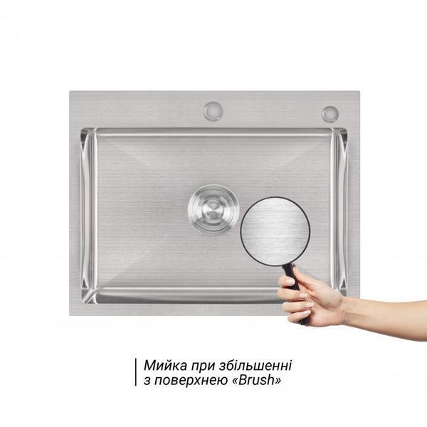 Мийка для кухні інтегрована Lidz Handmade H5845 (LDH5845BRU35384) Brushed Steel 3,0/1,0 мм SD00041488 фото