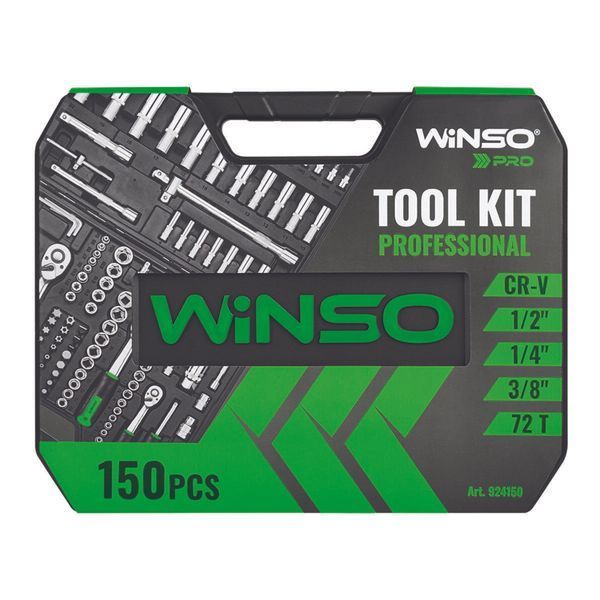Професійний набір інструментів в кейсі Winso Pro 1/2", 1/4", 3/8" 72T, CR-V, 150од. 924150 924150(L) фото