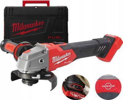 Шліфмашина кутова акумуляторна безщіткова MILWAUKEE, M18 FSAGV125XB-0X, 1200 Вт, діаметр 125мм (каркас, антивібраційна бічна рук 4933478436 фото