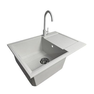 Набір кухонний Adamant Horizon Medium, штучний камінь, прямокут., з крилом, 700х500х230мм, чаша - 1, врізна, Old stone + змішувач 4824296104410 фото