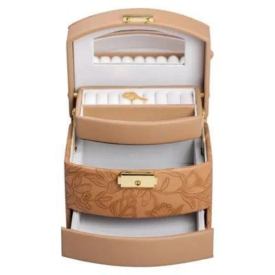 Кейс-скринька для прикрас із замком 15,5х11,5х11,5 см коричневий Yiwu HP-5-23BR HP-5-23BR фото