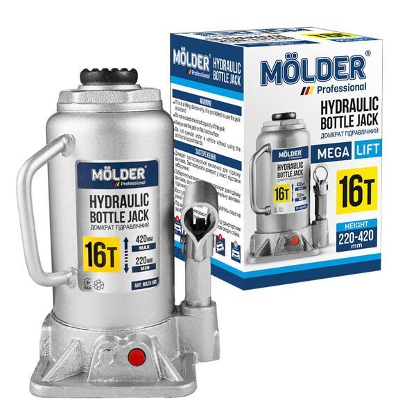 Домкрат гідравлічний пляшковий Molder 16т 220-420мм MA29160(L) фото