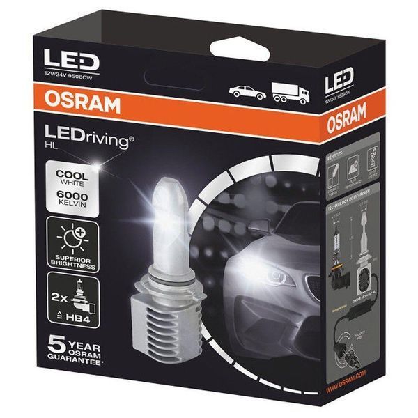 Лампи світлодіодні OSRAM 9506CW LEDriving HB4 14W 12-24V P22D 6000K 28344-car фото