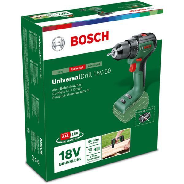 Акумуляторний бещітковий дриль-шуруповерт Bosch UniversalDrill 18V-60 (Baretool) 06039D7000 06039D7000 фото