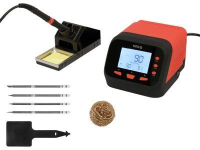 Паяльна станція мережева 110-230 V YATO; Р= 75 Вт, t&deg;= 90-480&deg;С, жало тип T12, LCD табло [12] YT-82462 YT-82462 фото
