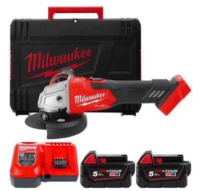 Шліфмашина кутова - болгарка акумуляторна безщіткова MILWAUKEE, M18 FSAG125XB-502X, 1200Вт, діаметр 125мм (зарядний пристрій M12 4933478430 фото