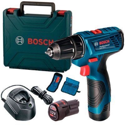 Акумуляторний дриль-шуруповерт Bosch GSR 120-LI Professional з 2 акб GBA 12V 2 Ah, з/в GAL 1210 CV, набором 10 біт, набором 12 све 06019G8002 фото