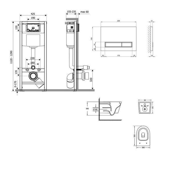 Готове рішення Qtap для ванної кімнати: підвісний унітаз Jay Ultra Quiet 520x360x320 + комплект інсталяції SD00054304 фото