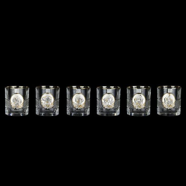 Набір для віскі «Гербовий з козаками» 7 предметів Boss Crystal, графин, 6 келихів, срібло, золото, кришталь BCR7GKGLD фото