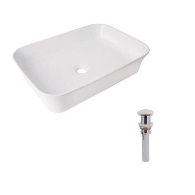 Комплект Qtap Virgo N: Раковина накладна 560x380x130 мм, White, прямокутна + Донний клапан Pop-up PU02 SD00054586 фото