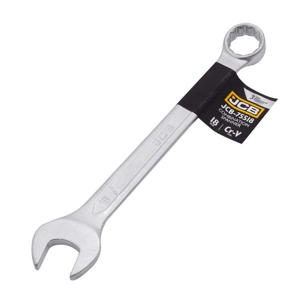 Ключ рожково-накидний JCB Tools CR-V, штамп. (18 мм) JCB-75518 JCB-75518 фото