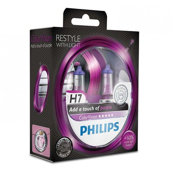 Лампа галогенная Philips H7 ColorVision Purple, 2шт/блистер 12972CVPPS2 22673-car фото