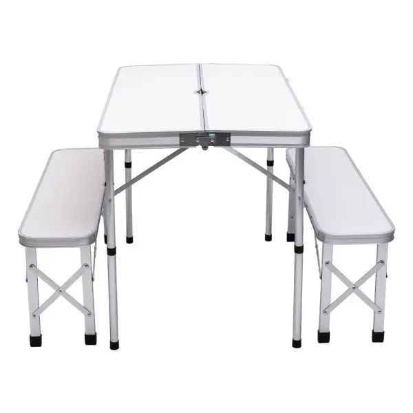 Набір для кемпінгу стіл та дві лавки LUGI JY-9060W 90*60*39.5/70 см білий JY-9060W фото