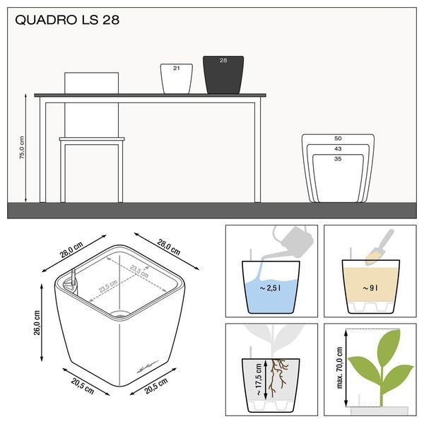 Вазон Lechuza Quadro Premium LS 28, білий 16140 фото
