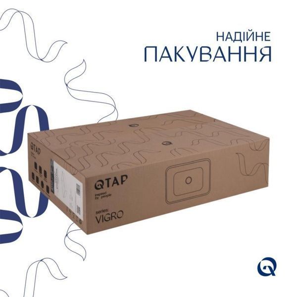 Комплект Qtap Virgo N: Раковина накладна 560x380x130 мм, White, прямокутна + Донний клапан Pop-up PU02 SD00054586 фото