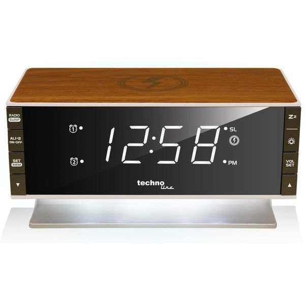 Годинник настільний з радіо Technoline WT487 Wireless Mobile Charging White/Brown (WT487) DAS302715 фото