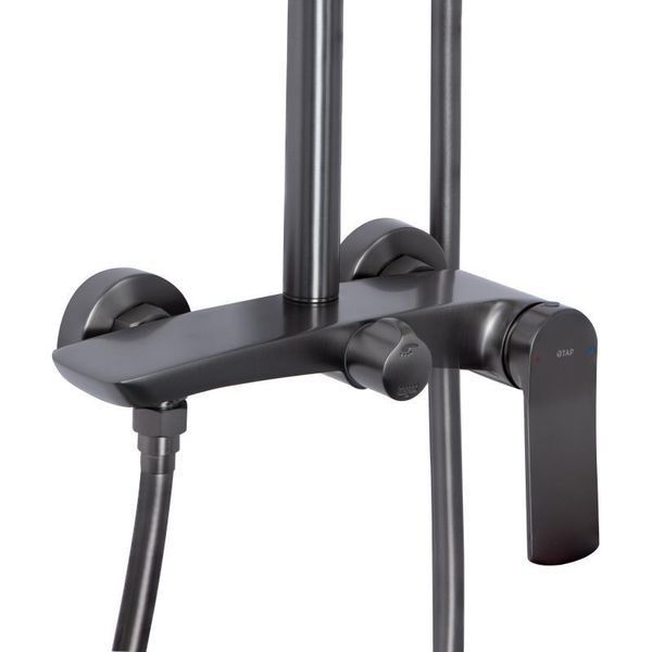 Душова система для душу Qtap Slavonice на два споживачі QTSLA110GMB45913 Gunmetal Black PVD SD00052037 фото