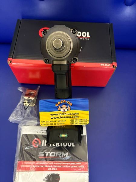 Гайкокрут ударний акумуляторний з безщітковим двигуном 20 В INTERTOOL WT-9363 без ЗП та АКБ WT-9363 фото