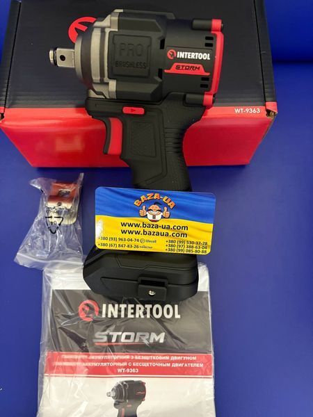 Гайкокрут ударний акумуляторний з безщітковим двигуном 20 В INTERTOOL WT-9363 без ЗП та АКБ WT-9363 фото