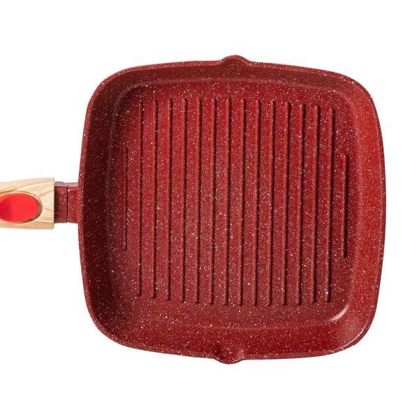 Алюмінієва сковорода-гриль 24 см зі скляною кришкою Square Red MGC HP-4-461R MGC HP-4-461R HP-4-461R фото