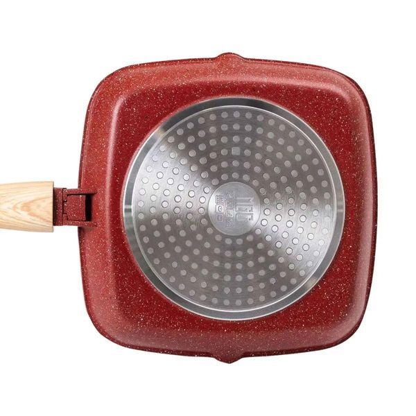 Алюмінієва сковорода-гриль 24 см зі скляною кришкою Square Red MGC HP-4-461R MGC HP-4-461R HP-4-461R фото