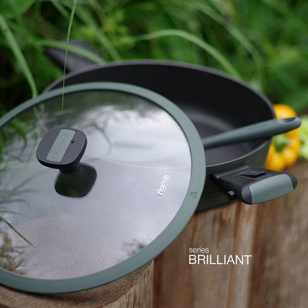 Сотейник Fissman BRILLIANT 28x7,5 см / 4,1 л зі знімними ручками та скляною кришкою (14386) 14386 фото