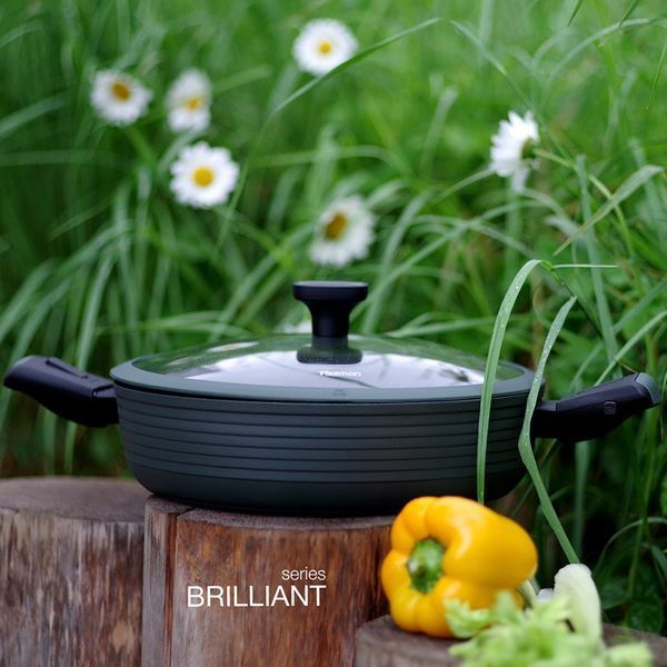Сотейник Fissman BRILLIANT 28x7,5 см / 4,1 л зі знімними ручками та скляною кришкою (14386) 14386 фото