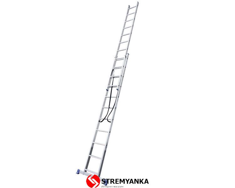 Алюминиевая двухсекционная лестница 2x11 ступеней DUOMAX VIRASTAR VDL211 фото