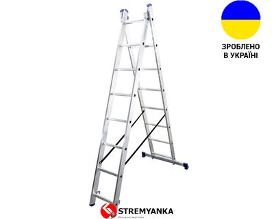 Алюминиевая двухсекционная лестница 2x8 ступеней DUOMAX VIRASTAR VDL028 фото