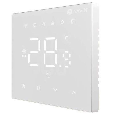 Терморегулятор Navin WT410W-16A 5...35 °C для теплої підлоги електронний Wi-Fi Tuya, Smart Life вбудований дротовий датчик 16A 230В білий 24-160273-8686 фото