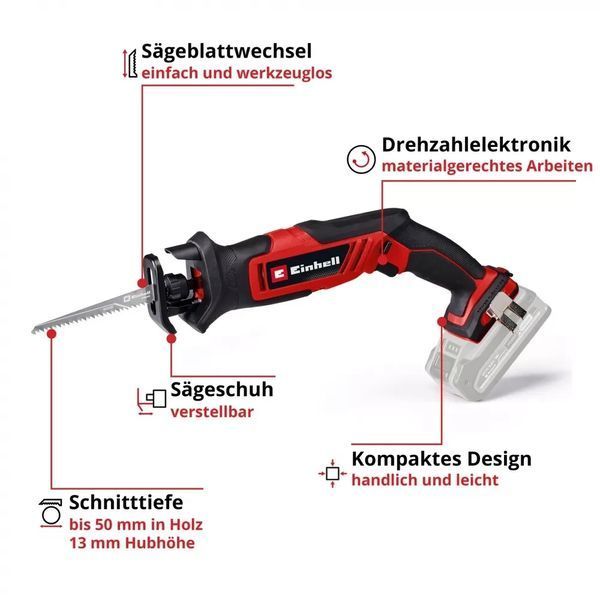Пила шабельна акумуляторна Einhell TE-AP 18/13 Li - Solo (4326315) 4326315 фото