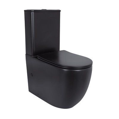 Унітаз підлоговий Qtap Robin Ultra Quiet безобідковий з сидінням Soft-close MATT BLACK QT13226083AMB SD00052566 фото