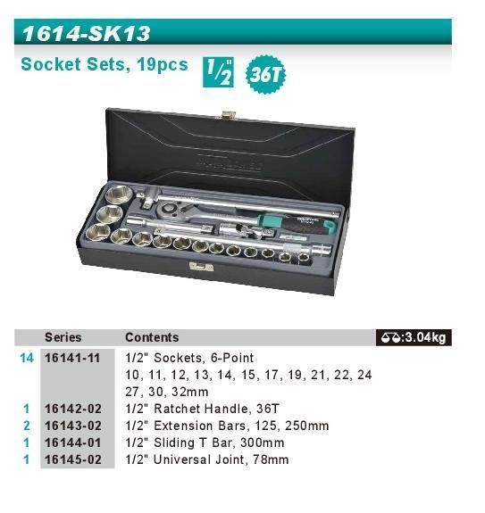 Набір головок 1/2" 10-32мм 19од Whirlpower 1614-SK13S 1614-SK13S фото