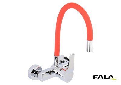 Змішувач води настінний "FLEXIBLE" FALA з гнучкою червоною лійкою [10] 75672 75672 фото