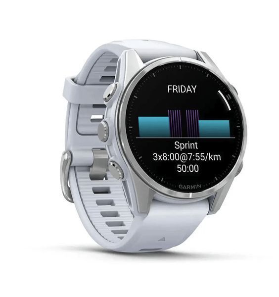 Спортивний годинник Garmin Fenix 8 Amoled 43 мм Silver з білим силіконовим ремінцем 010-02903-00 010-02903-00 фото