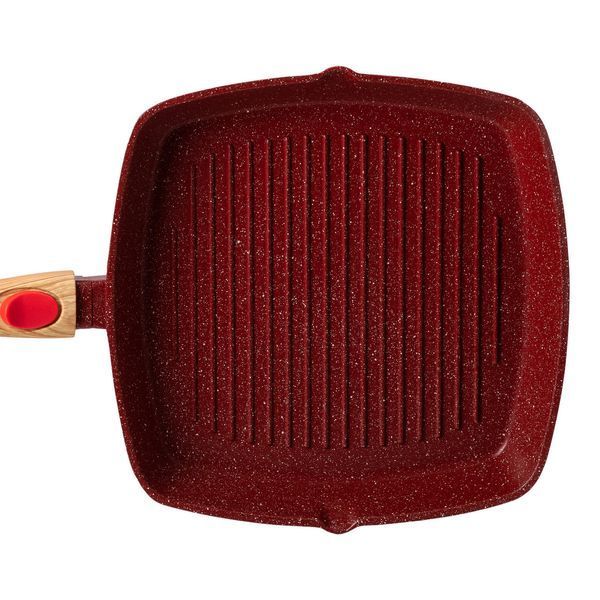 Алюмінієва сковорода-гриль 28 см зі скляною кришкою Square Red MGC HP-4-462R MGC HP-4-462R HP-4-462R фото