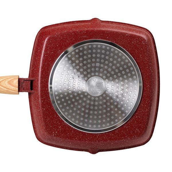 Алюмінієва сковорода-гриль 28 см зі скляною кришкою Square Red MGC HP-4-462R MGC HP-4-462R HP-4-462R фото