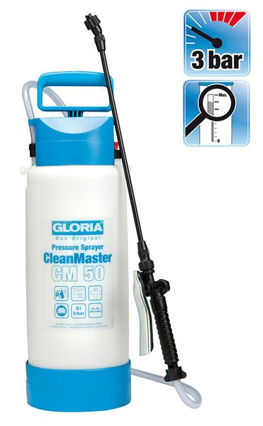Обприскувач ручний 5л GLORIA CleanMaster CM50 для клінінгу, під Каустік 620 фото